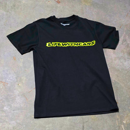 Life With Cars Street Wear T-shirt in Black & Volt Yellow front